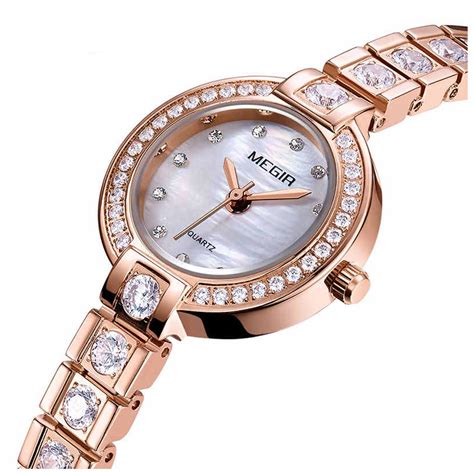 Premium Megir Ladies Round Quartz Analogue Luxury Watch Rose Gold Smart ...