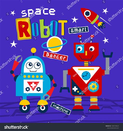 Space Robot Funny Cartoonvector Illustration Stock Vector (Royalty Free ...