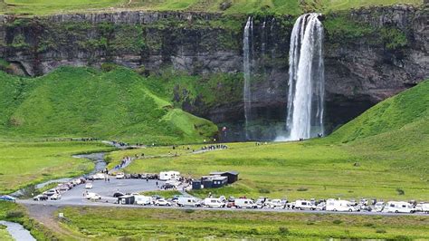 Seljalandsfoss Waterfall at a Crowded Day - YouTube