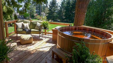 Hot Tub Treehouse - Nelson Treehouse | Hot tub, Hot tub landscaping ...