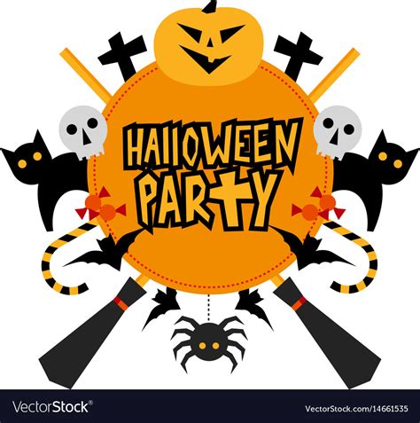 Halloween party sign Royalty Free Vector Image