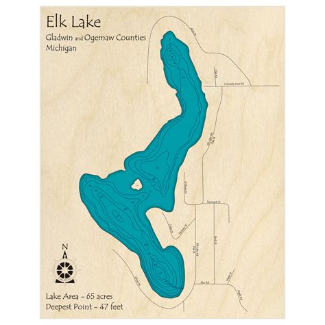 Elk Lake 3D Custom Wood Map – Lake Art LLC