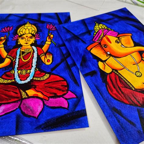 Ganesh Lakshmi Painting Ganesh Acrylic Painting Ganesh | Etsy