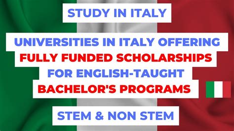 Universities in Italy offering fully funded scholarships for English ...