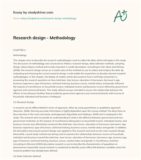 Research design - Methodology - Free Essay Example | StudyDriver.com