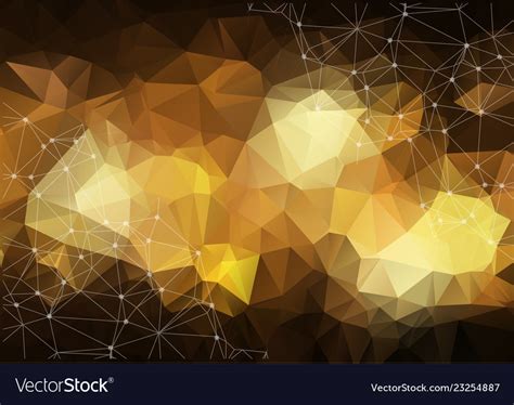 Gold geometric low poly background shiny metallic Vector Image