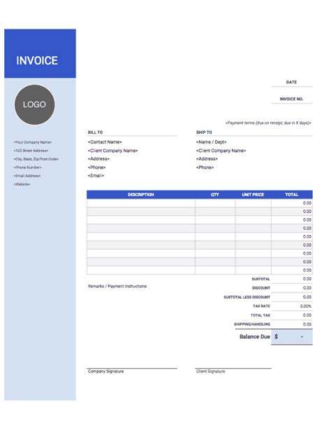 Free Microsoft Word Invoice Templates