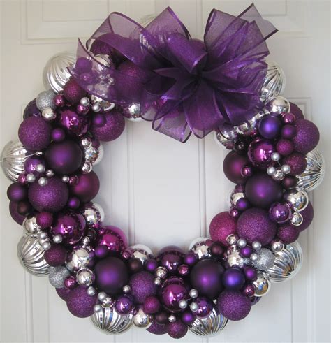 Purple & Silver ornamental wreath $145.00 | Christmas wreaths diy ...