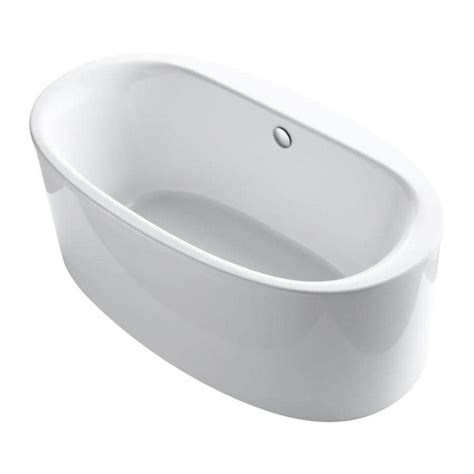 KOHLER Sunstruck 66-in White Acrylic Oval Center Drain Freestanding ...