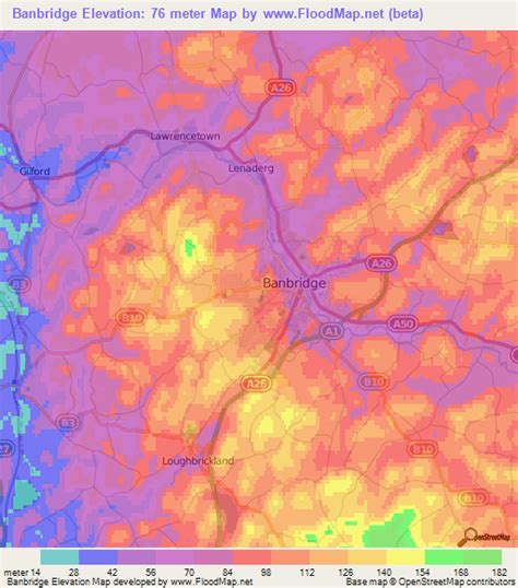 Elevation of Banbridge,UK Elevation Map, Topography, Contour