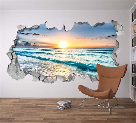 Beach View 3D wall art - Moonwallstickers.com