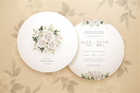 Elegant round wedding invitation collection template | Free Vector