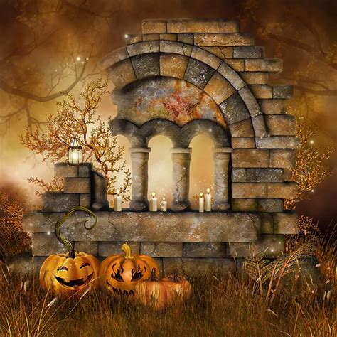 Vinyl fabric Halloween photography backdrops brick buildings ...