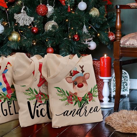 Personalized Christmas Tote Bags Custom Xmas/noel Totes Bag | Etsy