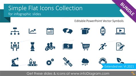 Simple Flat Icons for infographics (PPT vector symbols)