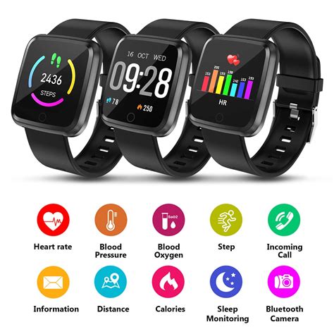 1.3'' Large Touch Screen Fitness Tracker, Waterproof Smart Watch w/ BP ...