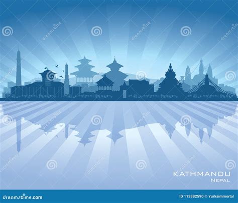 Kathmandu Nepal City Skyline Silhouette Vector Illustration ...