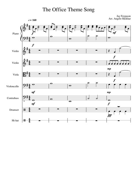 The Office Theme Song sheet music for Piano, Violin, Viola, Cello ...