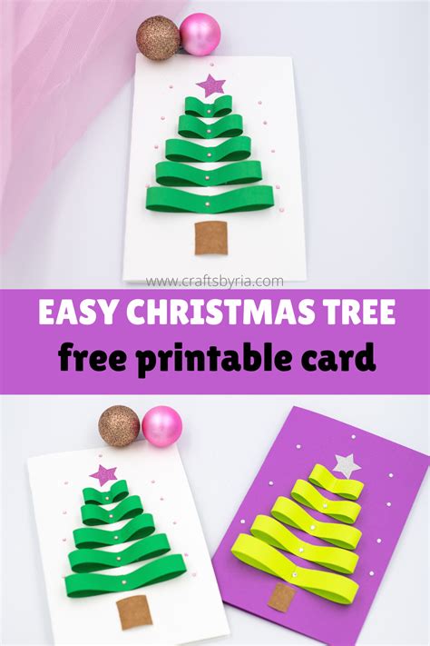 How to make a simple paper Christmas tree card - Crafts By Ria