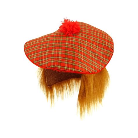 Tam O Shanter Tartan hat with attached Ginger hair.