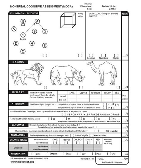 Moca Test Printable - Printable Word Searches