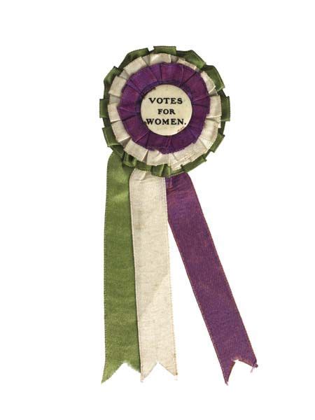 votes for women Rosette | Museum of London Green, white and purple ...