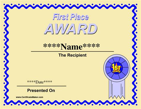 Qualified 1St Place Award Certificate Template With Yellow within First ...