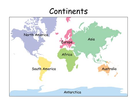 Labeled Map Of Continents