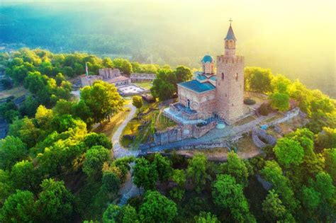 Aerial Sunrise View of Tsarevets Fortress in Veliko Tarnovo in a Stock ...