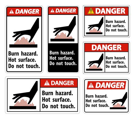 Danger Burn hazards and hot surface signs 1100426 Vector Art at Vecteezy