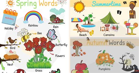 100 Common Seasons Vocabulary Words in English (Seasons Words List) • 7ESL