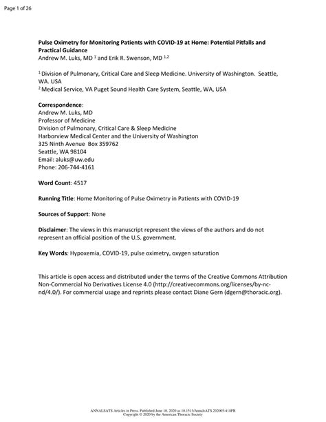 (PDF) Pulse Oximetry for Monitoring Patients with COVID-19 at Home ...