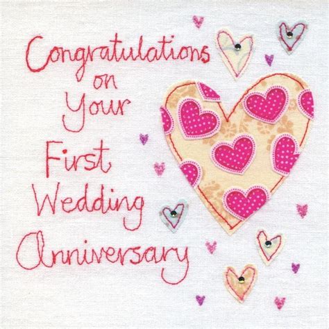 Hand Finished First Wedding Anniversary Card | Happy anniversary cards ...