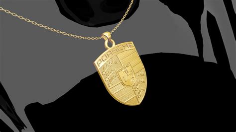 PORSCHE pendant jewelry gold necklace medallion 3D print model | CGTrader