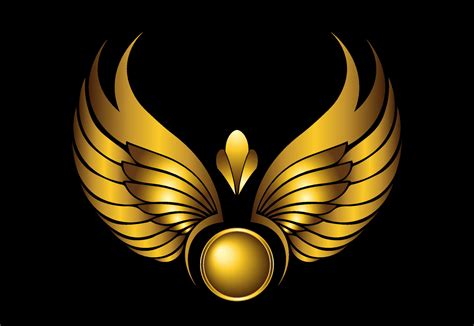 Golden wings logo on black background 5433858 Vector Art at Vecteezy