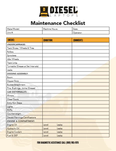 Equipment Maintenance Checklist – Gotilo