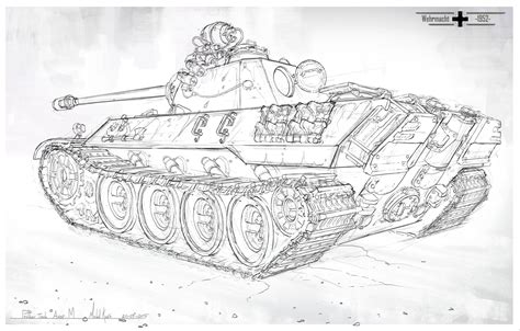 Panther Tank Ausf. M 1952, Michal Kus | Tank drawing, Panther tank, Art ...