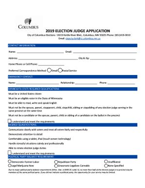 Fillable Online 2019 Election Judge Application fillable form.pdf ...