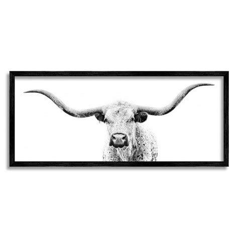 The Stupell Home Decor Collection Longhorn Cattle Gazing Modern White ...