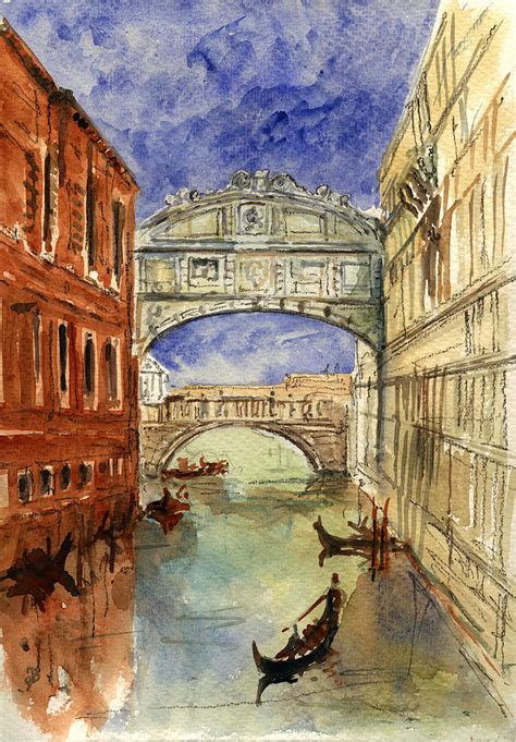 Venice Canal Bridge Of Sighs Painting by Juan Bosco