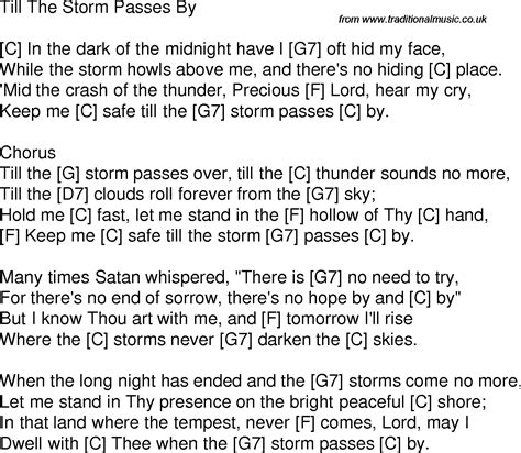 Old time song lyrics with guitar chords for Till The Storm Passes By C