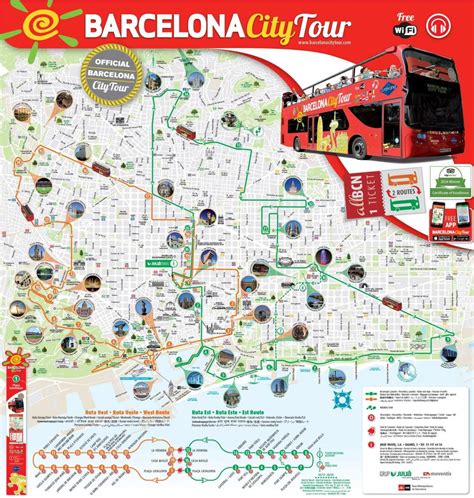 Barcelona red bus tour mapa - Red bus tour mapa de barcelona (Catalunha ...