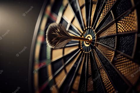 Premium Photo | A dart board with a gold arrow pointing to the right.