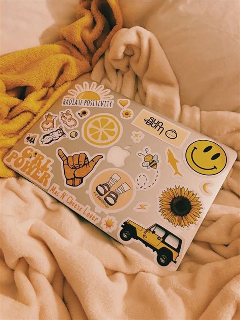 Macbook Sticker Deco | Yellow aesthetic, Macbook stickers, Aesthetic ...