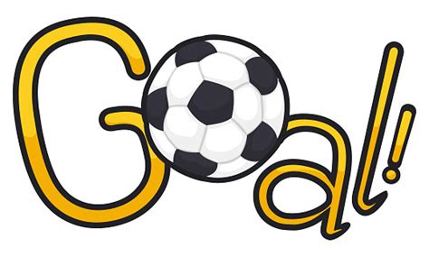 Goal Sign With Golden Letters And Soccer Ball Stock Illustration ...