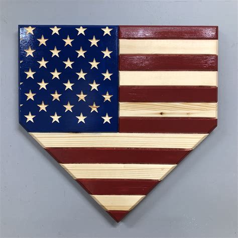 Wooden Baseball Home Plate American Flag • Cosmic Frogs Vinyl ...