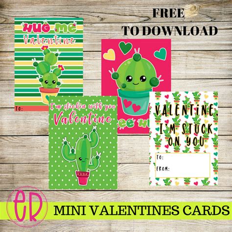 Free Cactus Valentine Cards for Kids | ellierosepartydesigns.com