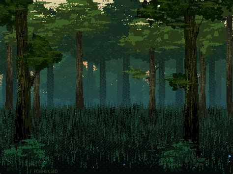 Evening in the coniferous forest by Forheksed | Pixel art landscape ...