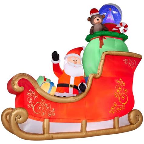 Holiday Living 14.99-ft Lighted Sleigh Christmas Inflatable in the ...