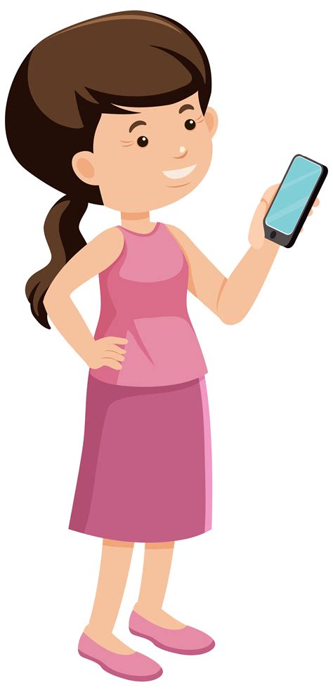 Girl in pink dress holding phone 1445011 Vector Art at Vecteezy